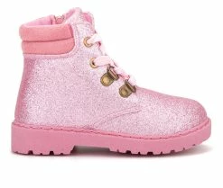 Best Pirce 🌟 Girls' Olivia Miller Toddler Tobey Lace-Up 🥾 Boots Pink 🔥