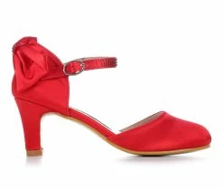 Buy ⌛ Girls' Badgley Mischka Little Kid & Big Kid Layla 👗 Dress 👠 Heels Red Satin ❤️