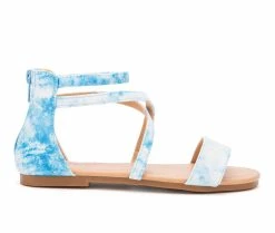 Deals 🔔 Girls' Olivia Miller Little Kid & Big Kid Color Ensemble 🩴 Sandals Blue/White 🌟
