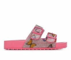 Flash Sale ✔️ Girls' Madden Girl Little Kid & Big Kid Teddy Rhinestone Footbed 🩴 Sandals Pink Multi ✨