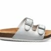 Best Pirce 🥰 Girls' Bearpaw Little Kid & Big Kid Brooklyn Footbed 🩴 Sandals White Metallic 😉