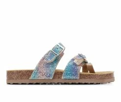 Buy 🔥 Girls' Madden Girl Little Kid & Big Kid Brycee Rhinestone Footbed 🩴 Sandals Pastel Multi ❤️