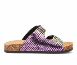 Promo ⌛ Girls' Olivia Miller Little Kid & Big Kid Dancing Snakeskin Footbed 🩴 Sandals Multi 🔥