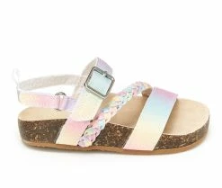Cheapest ✔️ Girls' OshKosh B'gosh Toddler & Little Kid Faith Footbed 🩴 Sandals Rainbow Multi 😀