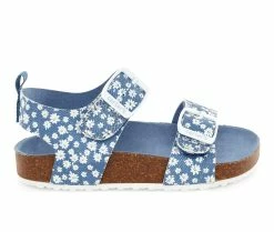 Promo 👍 Girls' Carters Infant & Toddler & Little Kid Duncan Footbed 🩴 Sandals Blue Ditsy Prnt ⭐