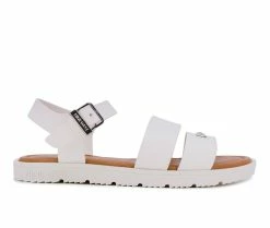Discount 🥰 Girls' Nine West Little Kid & Big Kid Hedy 🩴 Sandals White 😍