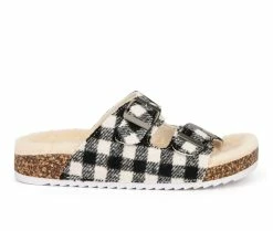 Best Sale 👍 Girls' Olivia Miller Little Kid & Big Kid Gigi Footbed 🩴 Sandals Black/White 💯