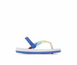 Cheapest 🛒 Girls' Roxy Toddler Pebbles VI Flip-Flops Baja Blue/Pink ⌛