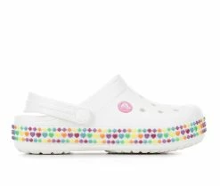 Discount 👏 Girls' Crocs Little Kid & Big Kid Gem Crocband Clogs White 🎁
