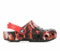 Cheapest ✔️ Kids' Crocs Toddler Classic Bleach Dye Clogs Black/Red 👍