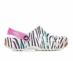 Outlet 😀 Girls' Crocs Little Kid & Big Kid Classic Animal Print Clogs White/Multi 😍