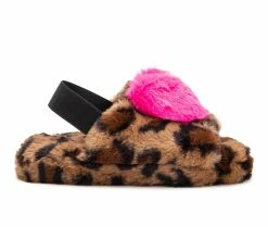 Outlet ✨ Olivia Miller Little Kid & Big Kid Protruding Heart Slippers Leopard 🧨