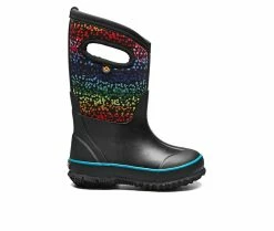 New 🥰 Kids' Bogs Footwear Little Kid & Big Kid Design A Boot Rainbow Dots Rain Boot Black Multi 🛒