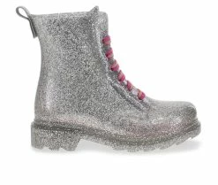 Outlet 🎁 Girls' Western Chief Toddler Combat Glitter Rain 🥾 Boots Silver 💯