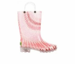 Best Sale 😀 Girls' Western Chief Toddler Tie Dye Dude Lighted Rain 🥾 Boots Rose Gold ❤️