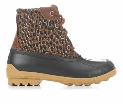 Coupon 🔔 Girls' Sperry Little Kid & Big Kid Port Duck 🥾 Boots Tan/Leopard 🌟
