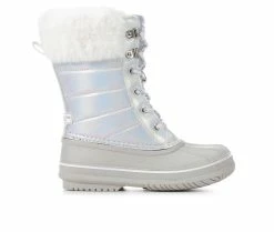 New 🎉 Girls' London Fog Little Kid & Big Kid Downing Court Winter 🥾 Boots Silver ❤️