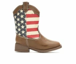 Coupon 🎉 Kids' Natural Steps Toddler & Little Kid Stripes Cowboy 🥾 Boots Brown 🎁