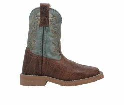 Flash Sale 🧨 Kids' Dan Post Big Kid Lil' Bisbee Cowboy 🥾 Boots Brown/Blue ⌛