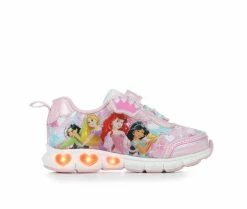 Hot Sale 🤩 Girls' Disney Toddler & Little Kid Princess Light-Up 👟 Sneakers Pink Multi 🌟