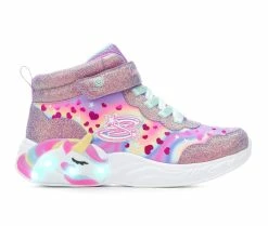 Hot Sale 👏 Girls' Skechers Little Kid & Big Kid Unicorn Dreams Light-Up High-Top 👟 Sneakers Silver Multi 😍