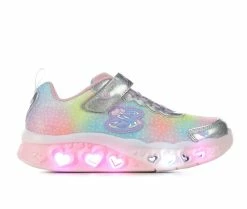 Hot Sale ๐ Girls' Skechers Little Kid & Big Kid Heart Lights Simply Love Light-Up ๐ Sneakers Silver/Multi โญ