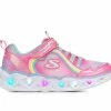 Hot Sale ⭐ Girls' Skechers Little Kid & Big Kid Heart Lights Rainbow Lux Light-Up 👟 Sneakers Pink Multi 🔥