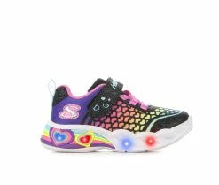 Deals ❤️ Girls' Skechers Toddler Heart Lights Lovely Light-Up 👟 Shoes Black/Multi 🔔