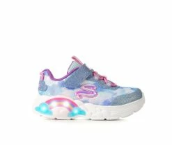 New 🛒 Girls' Skechers Toddler Rainbow Racer Light-Up 👟 Sneakers Blue 😉