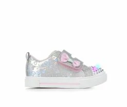 Best Sale 🥰 Girls' Skechers Toddler Twinkle Sparks Hearts Light-Up 👟 Sneakers Silver/Pink 💯