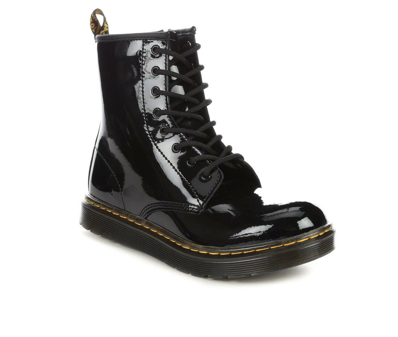 New 😍 Girls' Dr. Martens Little Kid & Big Kid Zavala Jr. Combat 🥾 Boots Black Patent 💯 3 New 😍 Girls' Dr. Martens Little Kid & Big Kid Zavala Jr. Combat 🥾 Boots Black Patent 💯 - Image 3