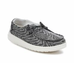 Best Sale 🎉 Girls' HEY DUDE Little Kid & Big Kid Wendy Woven Zebra Stripes Slip-On 👟 Shoes Black Stripes 🤩 -GIRLS' BOOTS Shop 2 396