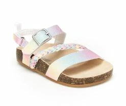 Cheapest ✔️ Girls' OshKosh B'gosh Toddler & Little Kid Faith Footbed 🩴 Sandals Rainbow Multi 😀 -GIRLS' BOOTS Shop 2 623