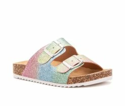 Cheapest 🧨 Girls' Olivia Miller Little Kid & Big Kid Rainbow Destiny Footbed 🩴 Sandals Rainbow ⭐ -GIRLS' BOOTS Shop 2 631
