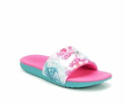 Discount 👍 Girls' Nike Little Kid & Big Kid Kawa Print Sport Slides Fuchsia/Cabana 🎁 -GIRLS' BOOTS Shop 2 671