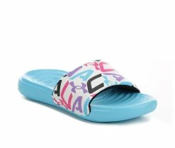 New ⭐ Girls' Under Armour Little Kid & Big Kid Ansa Print Sport Slides Fresco Blue/Wht 🛒 -GIRLS' BOOTS Shop 2 678