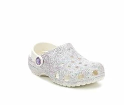 Discount 🌟 Girls' Crocs Little Kid Classic Glitter Clogs Oyster 🎁 -GIRLS' BOOTS Shop 2 708