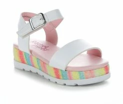 Discount ✔️ Girls' Rachel 👟 Shoes Toddler Lil Venice Platform 🩴 Sandals White/Rainbow 🧨 -GIRLS' BOOTS Shop 2 762