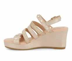 Best Sale 😀 Girls' Kenneth Cole Little Kid & Big Kid Anastasia Glam Wedge 🩴 Sandals Pale Gold ⭐ -GIRLS' BOOTS Shop 3 550