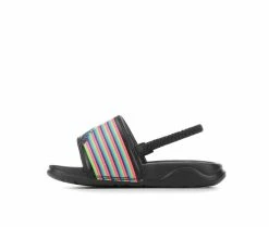 Hot Sale 😀 Girls' Champion Infant Mega Slide Dual Stripe Sport Slides Blk/Blk/Rainbow 🌟 -GIRLS' BOOTS Shop 3 670