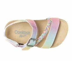 Cheapest ✔️ Girls' OshKosh B'gosh Toddler & Little Kid Faith Footbed 🩴 Sandals Rainbow Multi 😀 -GIRLS' BOOTS Shop 4 619