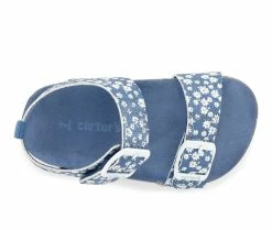 Promo 👍 Girls' Carters Infant & Toddler & Little Kid Duncan Footbed 🩴 Sandals Blue Ditsy Prnt ⭐ -GIRLS' BOOTS Shop 4 620