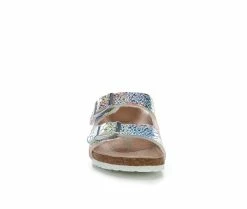 Cheapest ❤️ Girls' Birkenstock Little Kid Arizona Vegan Footbed 🩴 Sandals Hologram Silver ⌛ -GIRLS' BOOTS Shop 4 654